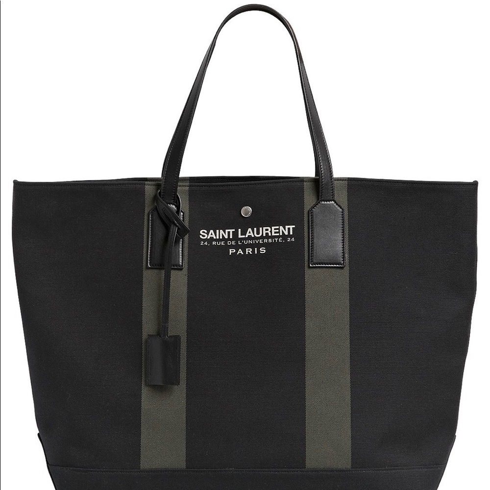 Authentic Saint Laurent Black Canvas Tote Bag